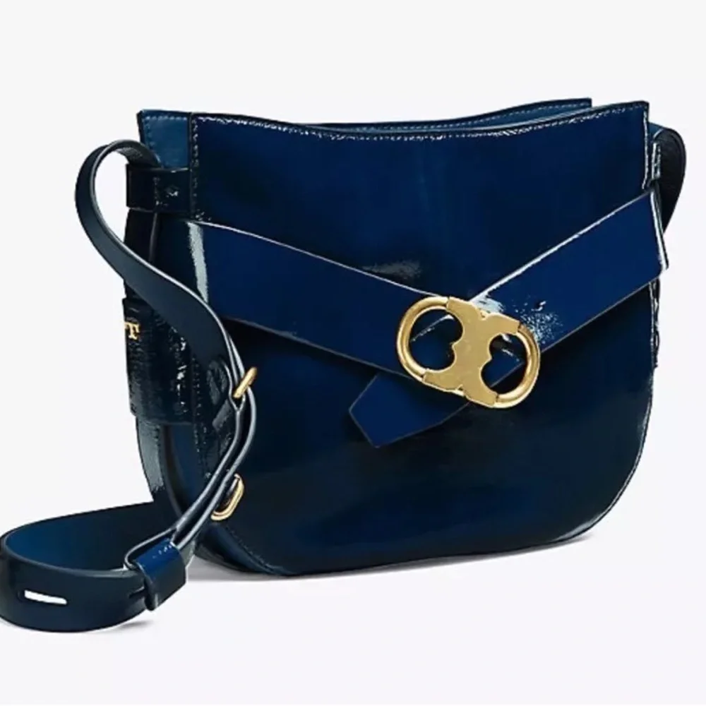 Tory Burch GEMINI LINK PATENT CROSS-BODY Midnight Swim Patent Leather